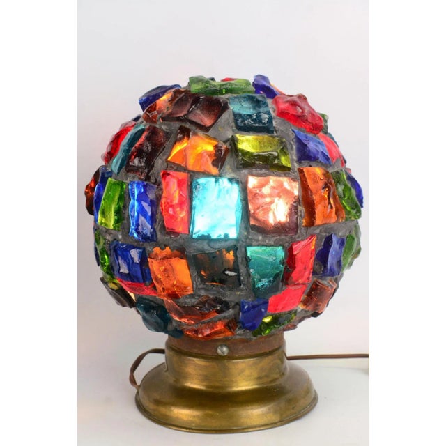 Metal Peter Marsh for Nader Multicolor Chunk Glass Globe Lights - A pair For Sale - Image 7 of 11