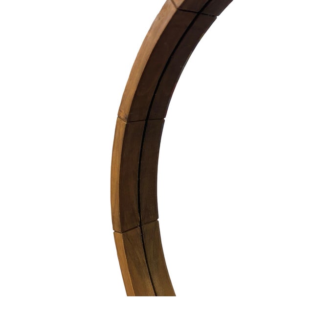 Cabin Vintage Lodge-Style Round Wood and Metal Mirror For Sale - Image 3 of 6