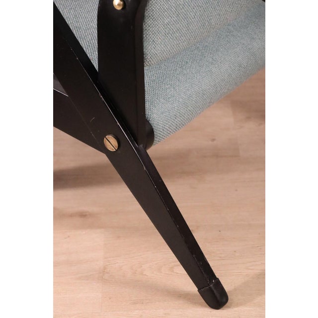 Vintage Armchair in Black Wood and Fabric, 1960s For Sale - Image 13 of 18