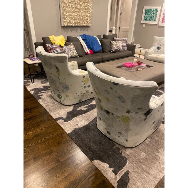 Light Gray Custom Swivel Chairs - Set of 2 For Sale - Image 8 of 10