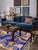 Modern Boujad Rug | Handwoven Wool Rug in Blue & Violet with Diamond Medallion This modern Boujad rug unfolds across a...