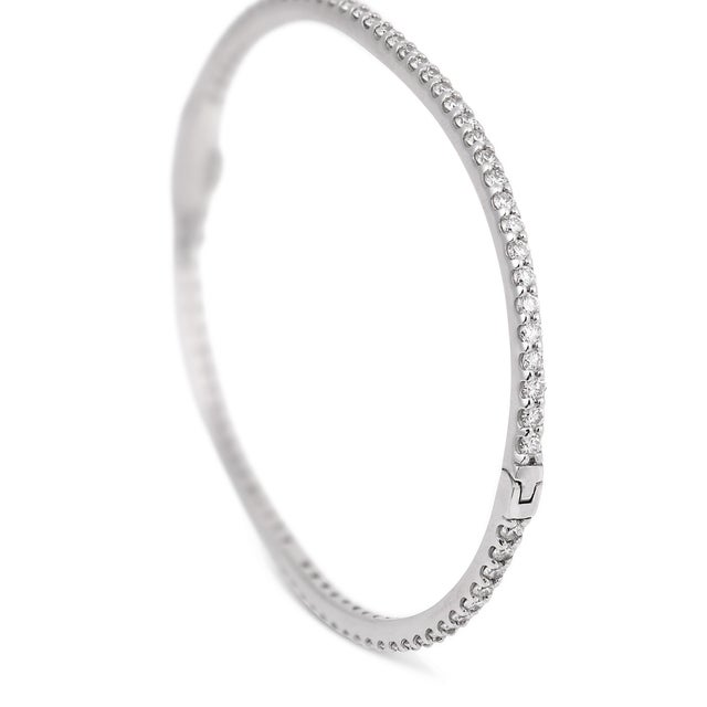 Vintage 2.20 Carat Diamond 14k White Gold Bangle For Sale In Los Angeles - Image 6 of 8