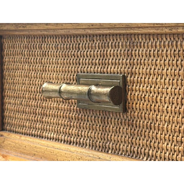 Vintage Sideboard with Rattan Fronts and Brass Handles, Italy, 1970s For Sale - Image 15 of 16