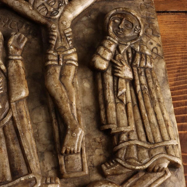 Christian Orthodox Alabaster Icon, 1920s-1940s, Stone For Sale - Image 9 of 11