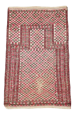 Shabby Chic Early 20th Century Handmade Antique Central Asian Turkoman Tribal Flatweave Kilim Throw Rug