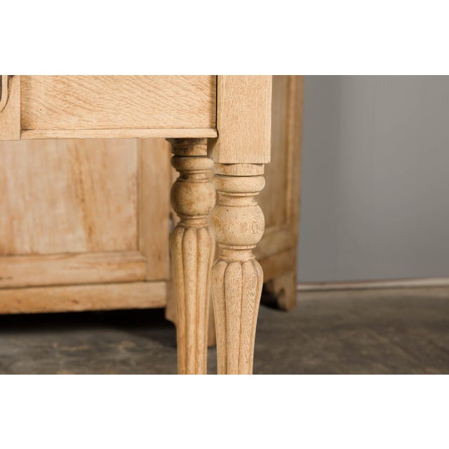 English 19th Century English Bleached Oak Side Table with Carved Shield Motif For Sale - Image 3 of 12