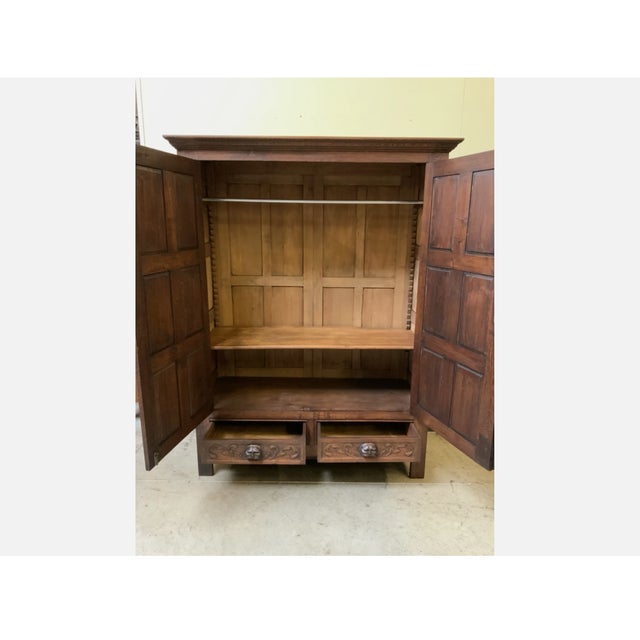 Antique Neo-Gothic Wardrobe with Linen Compartment, 1915 For Sale - Image 9 of 11