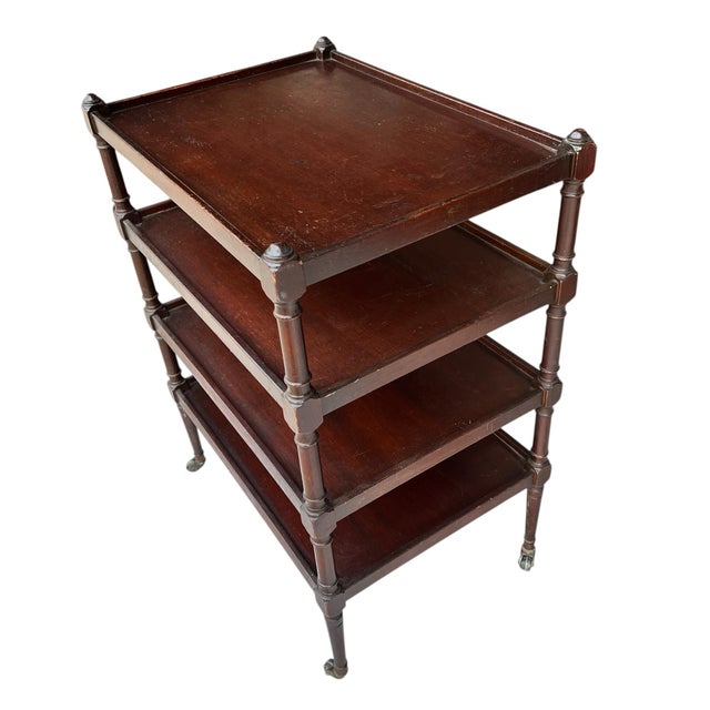 Early 20th Century Vintage Mahogany Four Tier Serving Utility Table For Sale - Image 5 of 6