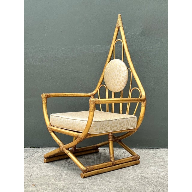 Late 20th Century Vintage Loop Rattan Chair After Henry Olko For Sale - Image 5 of 12