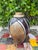 Late 20th Century Vintage Signed Raku Studio Pottery Vase With Iridescent Geometric Design, 10” For Sale - Image 5 of 11