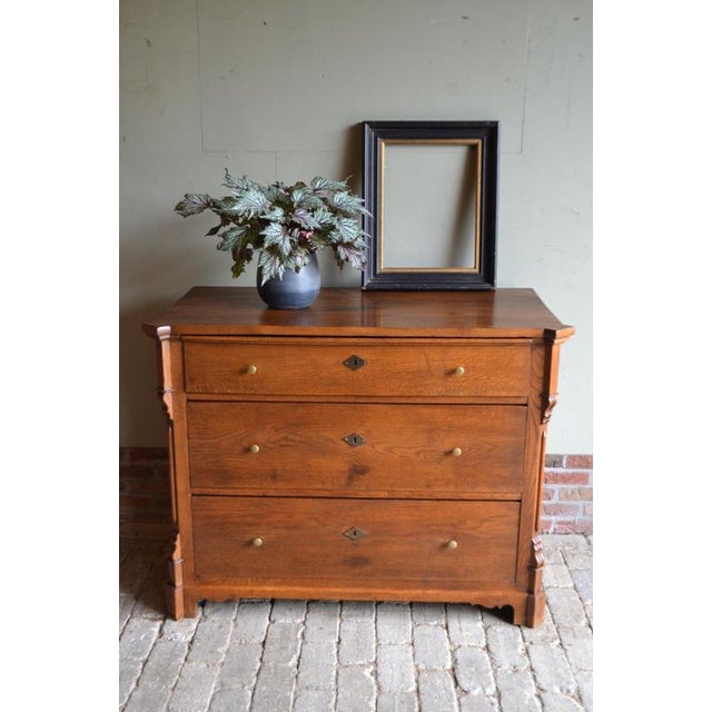 Brown German Oak Chest of Drawers For Sale - Image 8 of 9