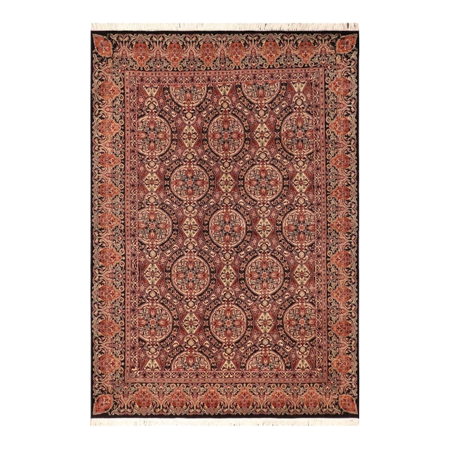 Boho Chic Organic 1990's Pak-Persian Black/Rust Wool Rug - 5'11'' X 9'0'' For Sale