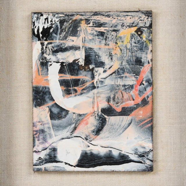 This Framed Miniature Abstract Attributed to James Akston (1893-1983) is a striking mixed-media composition that showcases...