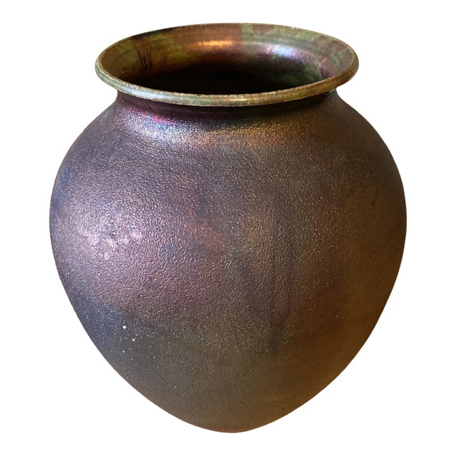 1970s Japanese Raku Pottery Vase For Sale