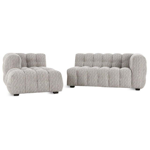 Contemporary Heather Grey Tufted Sectional For Sale - Image 3 of 7