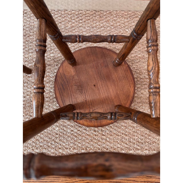 Coffee Mid Twentieth Century Solid Wood Oak Turned Leg Classic English Pub Style Bar Stools 30” Barstools, a Pair For Sale - Image 8 of 11