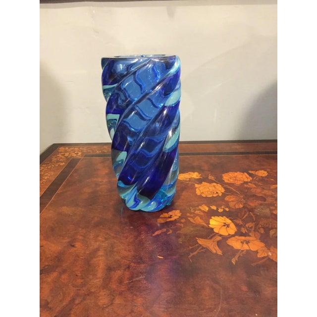 Mid-Century Modern Vase in Blue Murano Glass For Sale - Image 3 of 10