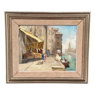 Knut Norman, Venice, 1950s, Oil on Panel, Framed For Sale