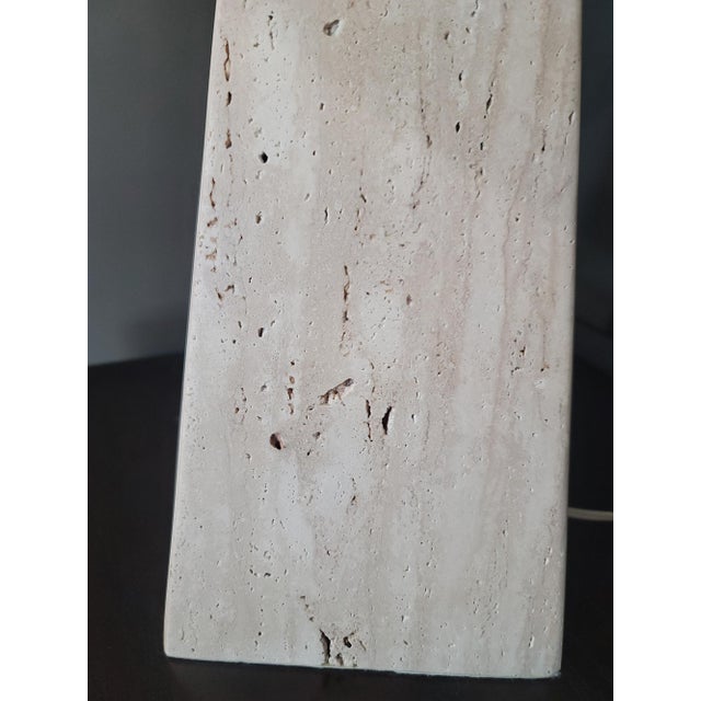 1960s Travertine Base Pyramid Shape Table Lamp - a Pair For Sale In Dallas - Image 6 of 9
