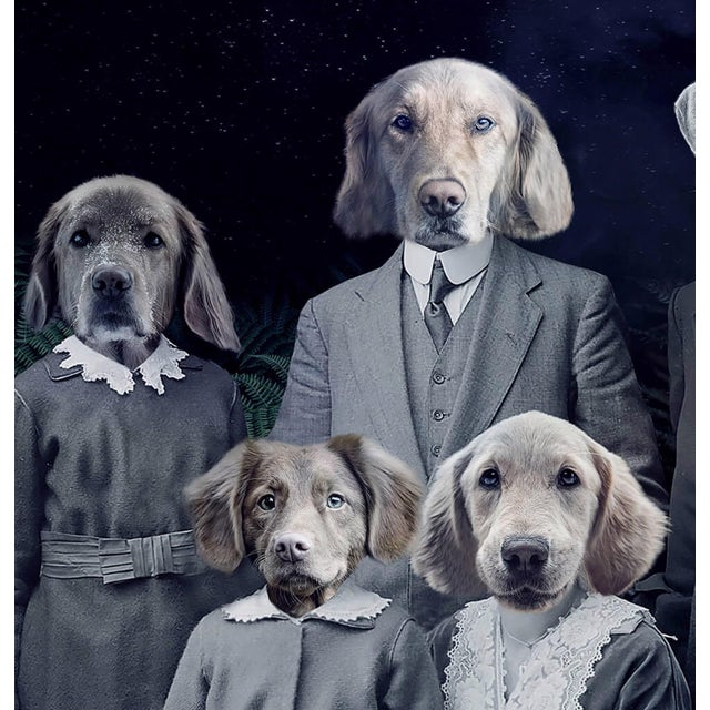 Contemporary Never forget the Forest - Dogs by Marcin and Kate Owczarek | Digital Artwork of dogs in vintage attire. For Sale - Image 3 of 5