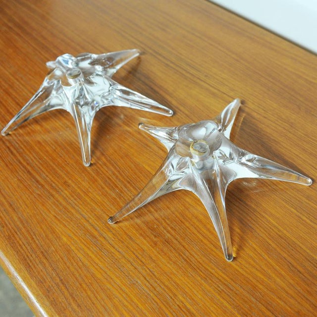 Star-Shaped Crystal Candleholders attributed to Daum France, 1970s, Set of 2 For Sale - Image 5 of 11