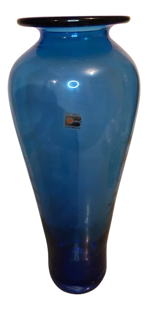 1980s Blenko Blue Nuevo Floral Vase