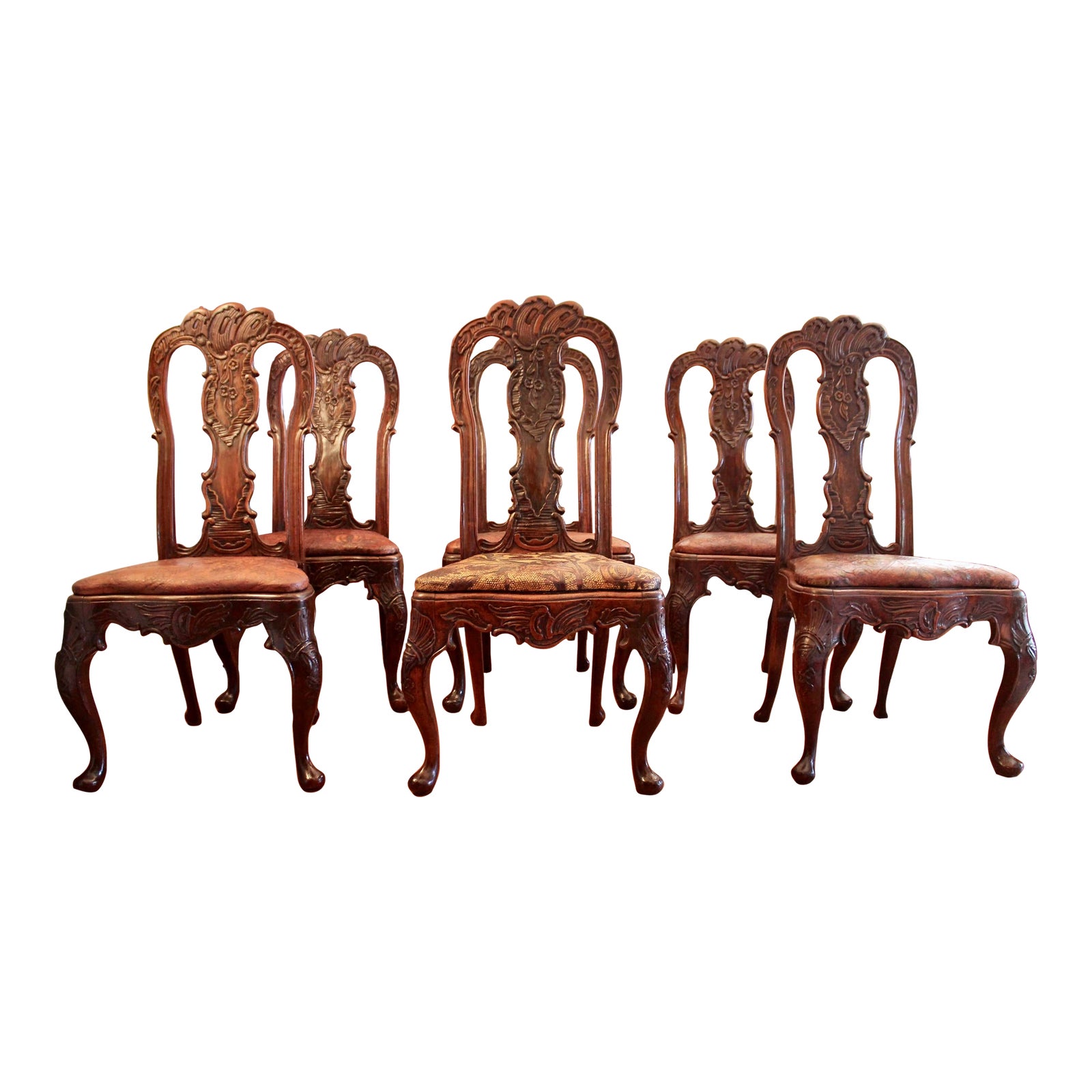 Set of Six Portuguese or Spanish Rococo Dining Chairs, 18th Century ...