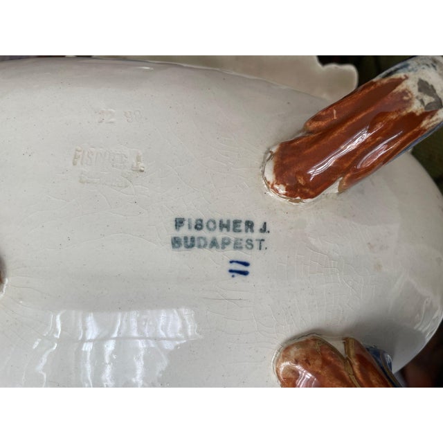 Fischer Budapest Majolica Jardinière Centerpiece Hungarian Art Pottery 19th C For Sale - Image 10 of 18