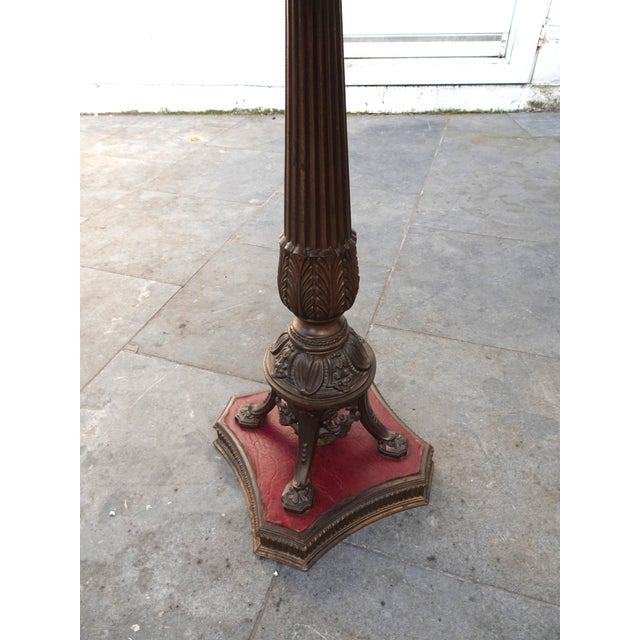 Neo-Classical Side Table in Leather Wood and Bronze, 1970s For Sale - Image 3 of 10