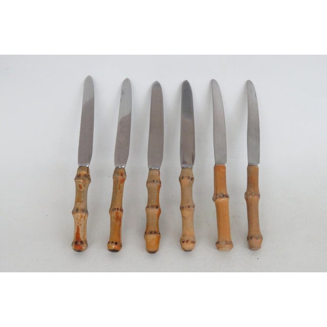 Wood Mid 20th Century Ed Wusthof Dreizackwerk Solingen Germany 6pc Knives Bamboo Stainless Steel For Sale - Image 7 of 12