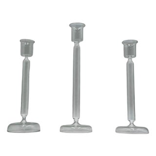 Set of 3 Italian Mouth Blown Glass Candle Holders by Aldo Cibic for Paola Coin For Sale