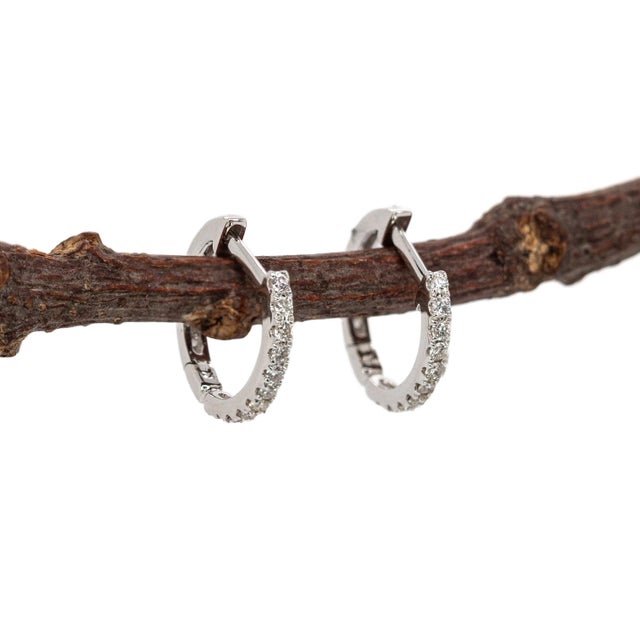14k Solid Gold Ethically Sourced Diamond Hoops | Latch Back Closure For Sale In Columbus - Image 6 of 8