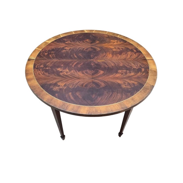Vintage Federal Revival Style Flame Mahogany Folding Demilune Flip-Top Table For Sale - Image 10 of 14