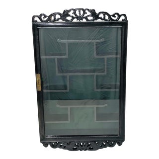 Chinoiserie Style Display Wall Cabinet With Pagoda Shelving For Sale