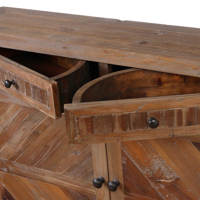 Industrial Reclaimed Wood Chest Console For Sale - Image 3 of 5