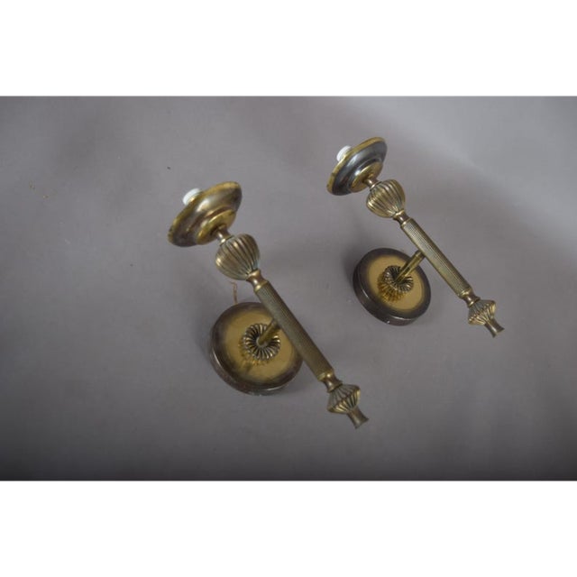 Metal Vintage Brass Wall Lights, 1940s, Set of 2 For Sale - Image 7 of 8