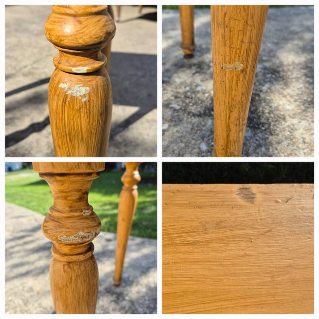 Mustard Antique Primitive Mustard Painted Tall Wood Side Table Foyer Table Desk For Sale - Image 8 of 9