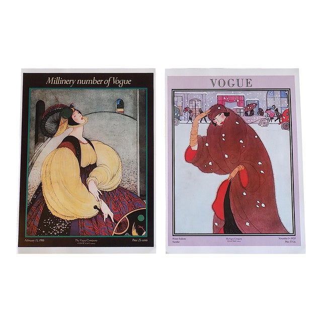 Vintage Folio Size Vogue Poster Lithographs - a Pair - 11" X 15" For Sale