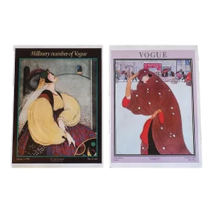 Vintage Folio Size Vogue Poster Lithographs - a Pair - 11" X 15"