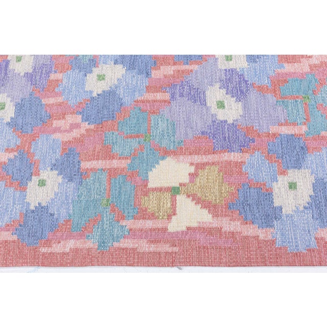Vintage Swedish Flat-Weave Rug in Floral Design Doris Leslie Blau For Sale - Image 4 of 8