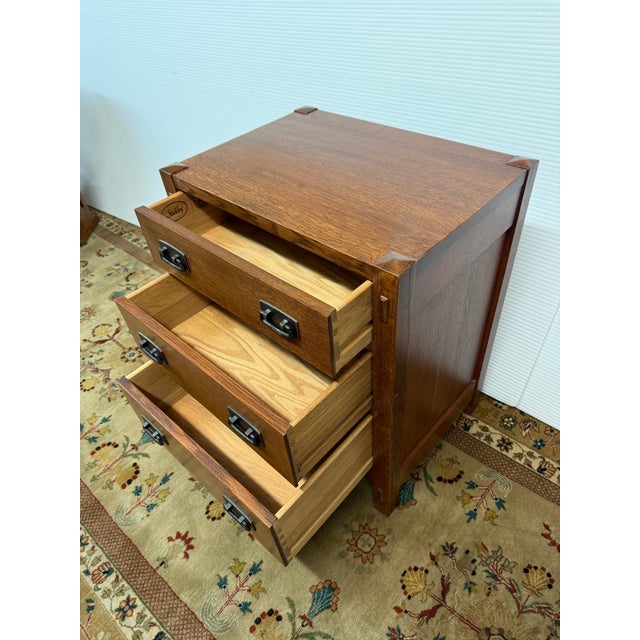 Stickley Mission Collection Three Drawer Nightstands, Pair For Sale - Image 11 of 12