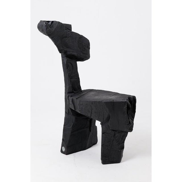 Brutalist Sculptural Stool in Carved Wood by Logniture For Sale - Image 10 of 12