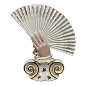 Vintage Traditional Regency Porcelain Hand Holding Fan Sculpture