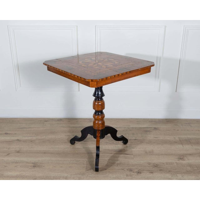 19th Century Small Italian Marquetry Table in Walnut, Rosewood, and Maple For Sale In Atlanta - Image 6 of 12