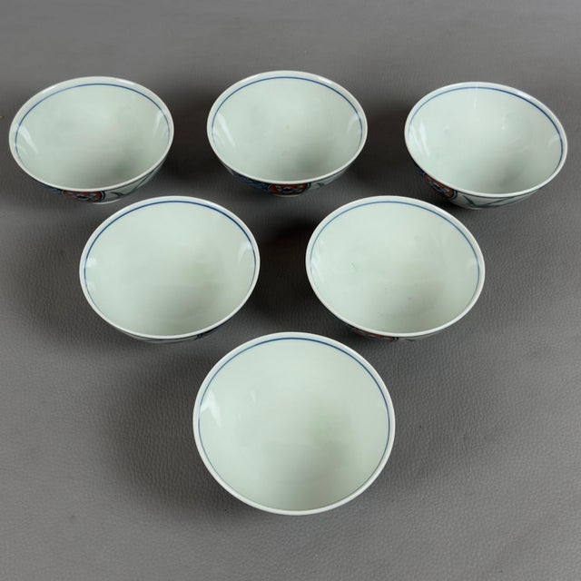 Antique Imari Style Enamelled Porcelain Bowls, 20th Century, Set of 6 For Sale - Image 3 of 12