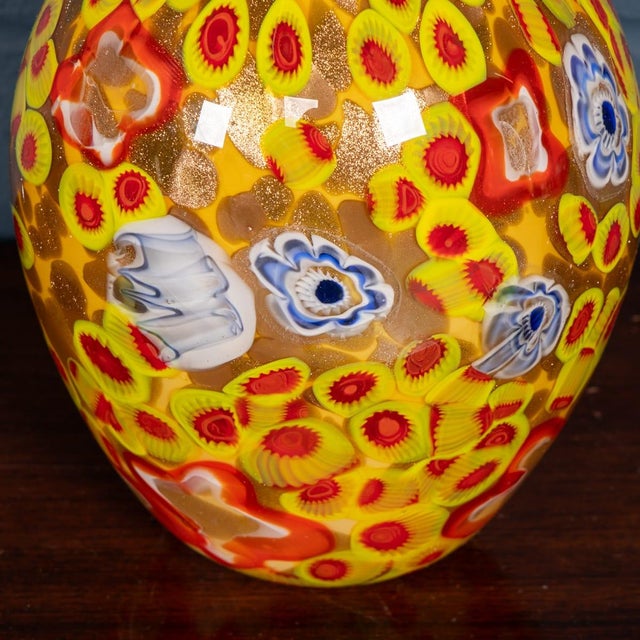 Glass Vintage Italian Hand Blown Millefiori Glass Vase, Murano, 1990s For Sale - Image 7 of 9