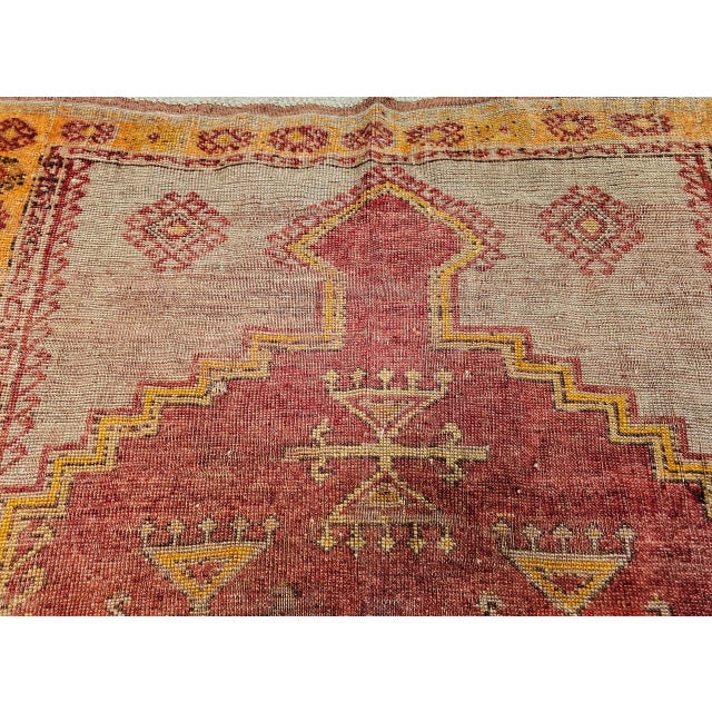 Vintage Turkish Anatolian Prayer Rug, Handwoven Wool, Early 1900s, Red, 4' x 6' For Sale - Image 9 of 13