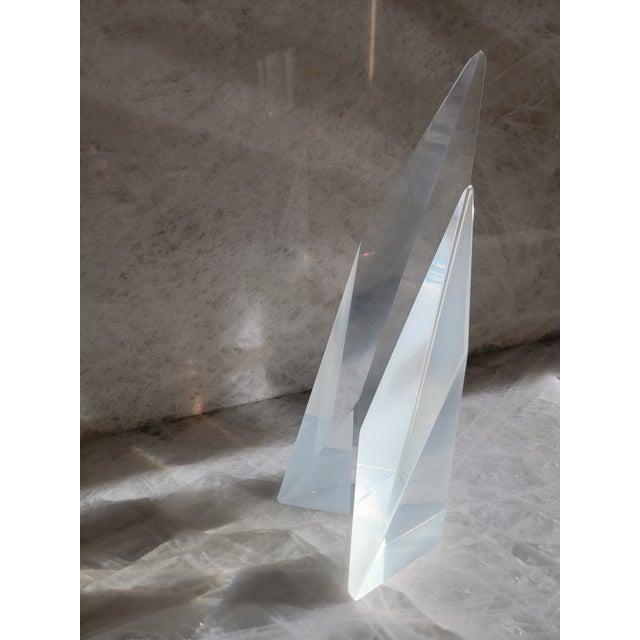 Plastic Vintage Mid-Century Tall Lucite Sculptural Objects / Bookends - A Pair For Sale - Image 7 of 10