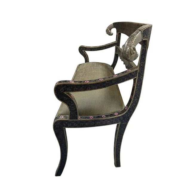 Vintage Cloisonne Moroccan Metal Rams Head 2 Seater Love Seat Settee For Sale - Image 4 of 5
