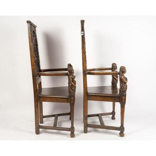 Wood 19th Century Neo-Renaissance Armchairs, 1860s For Sale - Image 7 of 10